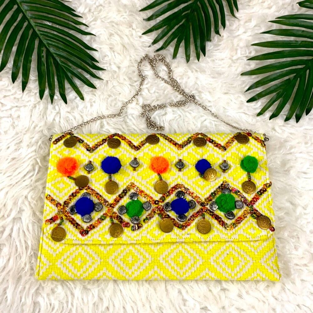 VINTAGE CHAR ADE Crossbody bohemian bag Boho Multicolor BEADED Purse Handbag